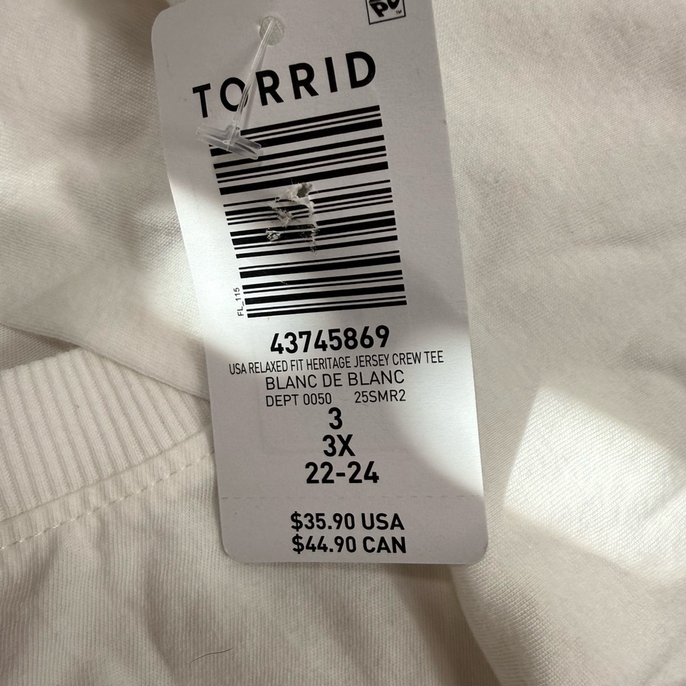 NWT Torrid white relaxed fit T-shirt with USA applique size 3-3X/22-24 - Picture 7 of 9